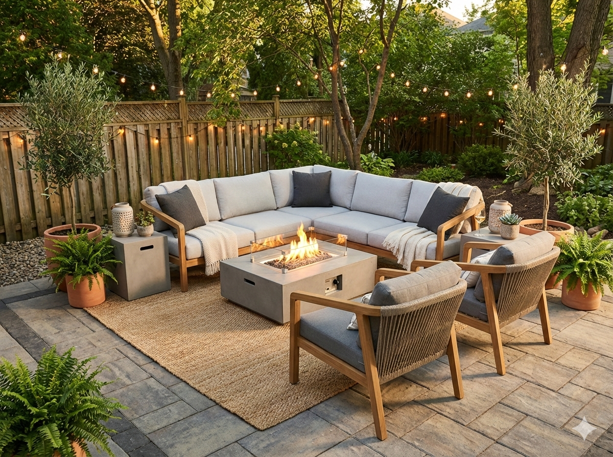 Geometric Paver Patio in Etobicoke